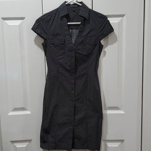 Express Polka Dot Button Down Midi Dress